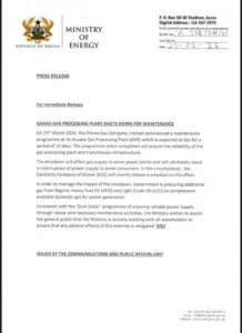 ministry of energy press release