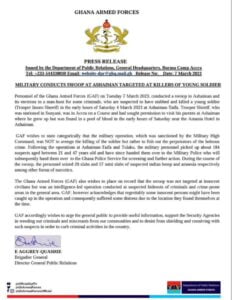 press release by the ghana armed forces