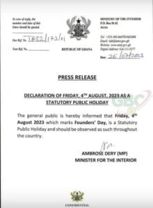 press release, public holiday