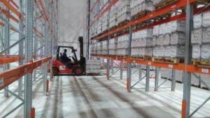 a forklift operator working