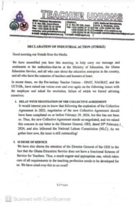 teaher unions declare strike