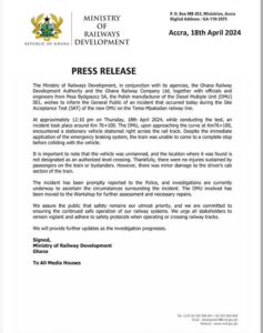 ministry of rail ways development press release