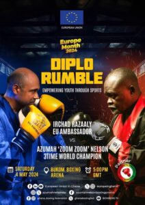 poster boxing legend azumah nelson set for exhibition match against european union ambassador irchad razaaly