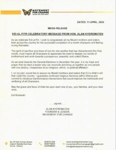 press release from alan kyeremanten