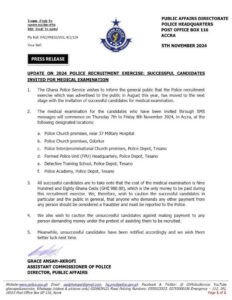 announcement on ghana police service 2024 recruitment exercise