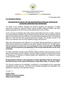 prez. akufo addo orders return of government vehicles