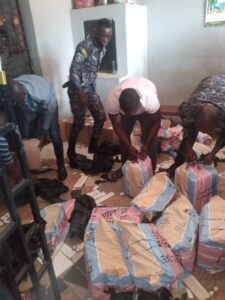 ghana police going through the consignment