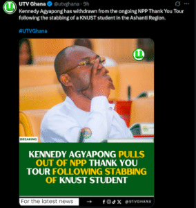 x post kennedy agyapong pulls out of npp's thank you tour, declares 2028 npp flagbearer bid