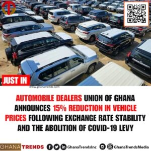 News Card- Automobile Dealers Union of Ghana Announces 15% Vehicle Prices.