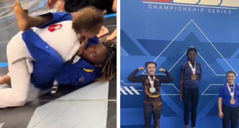 trending video of a ghanaian mother 'w!ckedly' coaching daughter to win gold at bjj championship